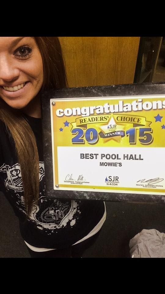 Holding the Readers' Choice best pool hall certificate